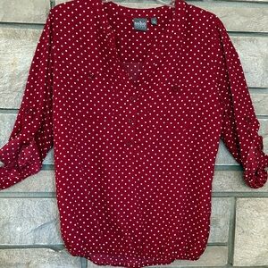 Soho Maroon Polka Dot Blouse